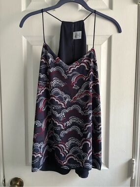 Express Barcelona Tank Navy & Burgundy Print